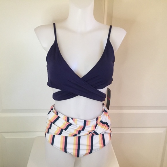 Women's Push Up Cross Wrap High Waisted Bikini Swimsuit - Picture 3 of 8